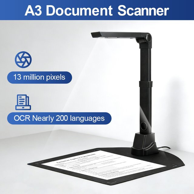 NETUM A3 Dokumentenscanner in Schwarz mit 13 Megapixeln und OCR-Funktion für Mac, Windows und Linux - Bild 1