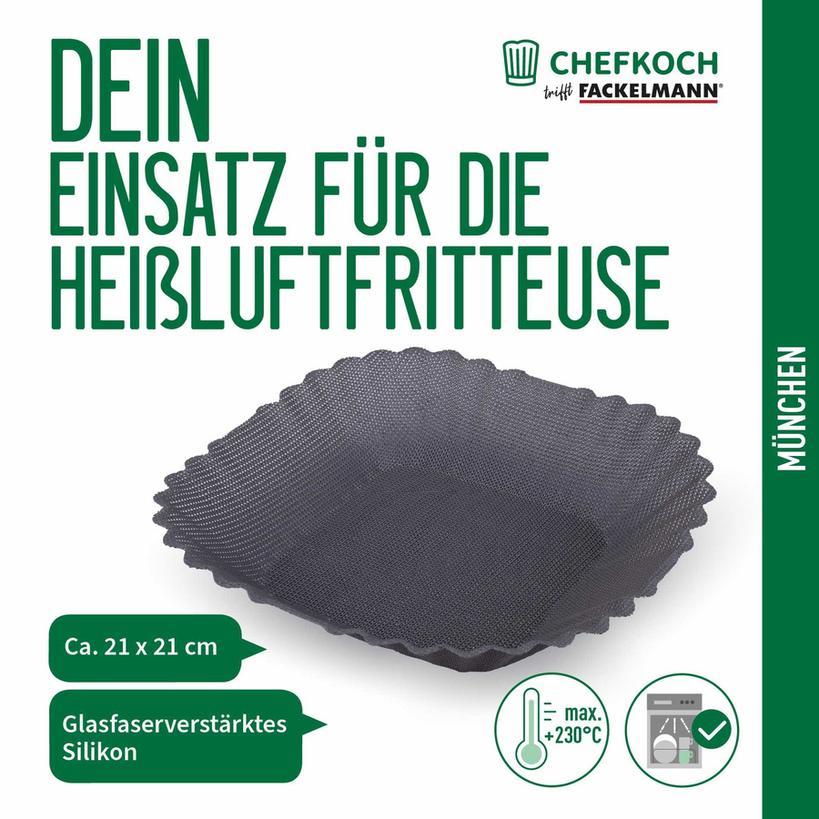 Fackelmann Silikonform für Heißluftfritteuse, quadratisch, grau, antihaftbeschichtet, B/B: 21 x 21 cm - Bild 3