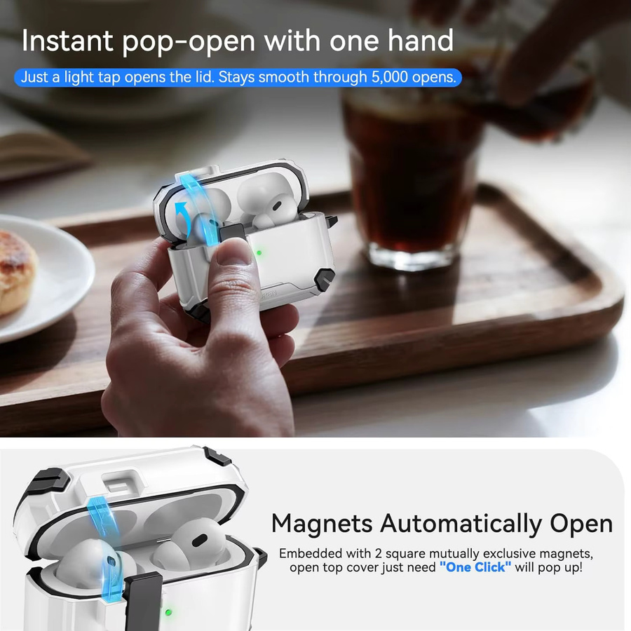 Transparente TPU Schutzhülle für Apple AirPods Pro 3 mit Auto Pop-Up Funktion und Trageband - Bild 3