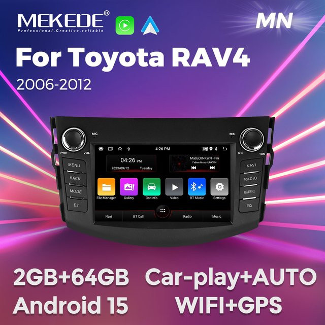 MEKEDE 7 Zoll Carplay Android Auto GPS Multimedia-Stereo für Toyota RAV4 2006-2012, 2 Din Head Unit, Schwarz - Bild 1