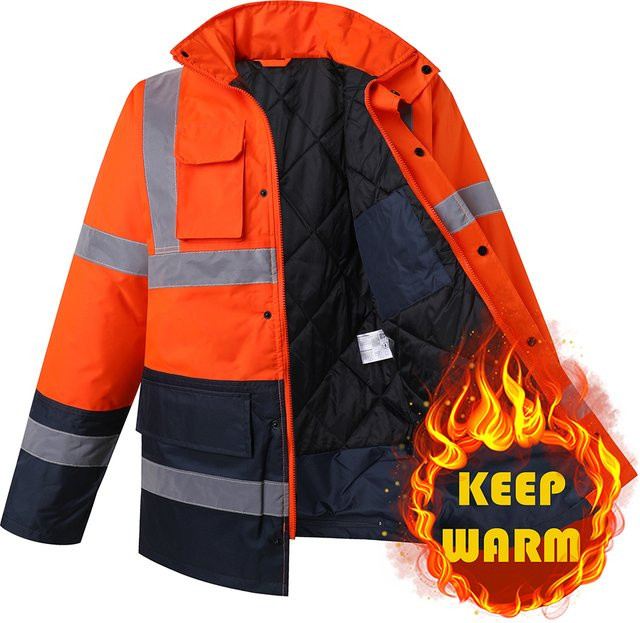 SPARDWEAR Hi Vis Winter-Sicherheitsparka für Herren in Orange mit Reflektoren und Regenfunktion - Bild 1