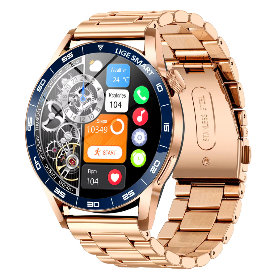 LIGE Smartwatch, Edelstahl, Schwarz, Herren - Bild 7