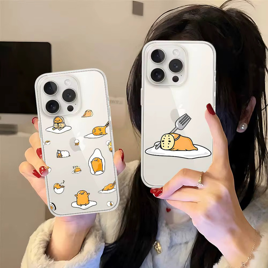 Gudetama Handyhülle für iPhone 11 bis 17 Pro Max Mini, transparente Luxus Softcase Schutzhülle - Bild 2