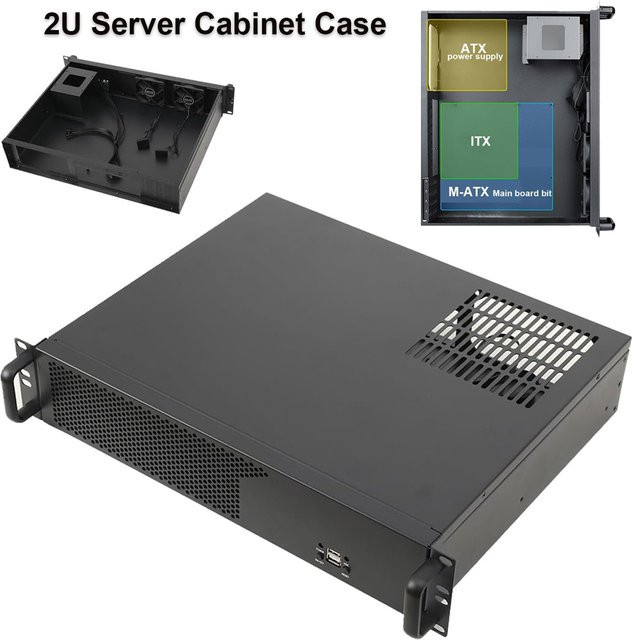 Kompaktes 2U Rackmount-Servergehäuse für industrielle Steuerungen und Datenspeicher in Schwarz - Bild 1