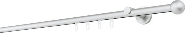 Ondeco Gardinenstange auf Maß 1-lauf mit Wandträger und Gleiter, Farbe: Alu-Silber, Breite: 350 cm, Innenlauf: 20 mm, Wandträger-Abstand: 6,5 cm - Bild 1