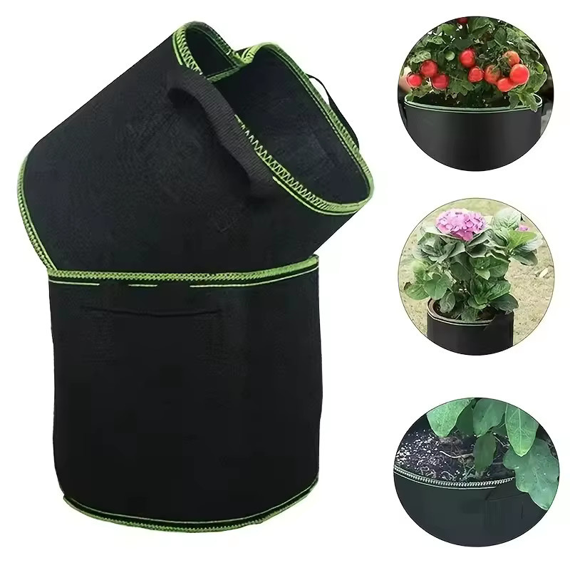 Schwarze Vliesstoff-Pflanzbeutel mit Griffen für Blumen und Gemüse, 3 Gallonen - Bild 2