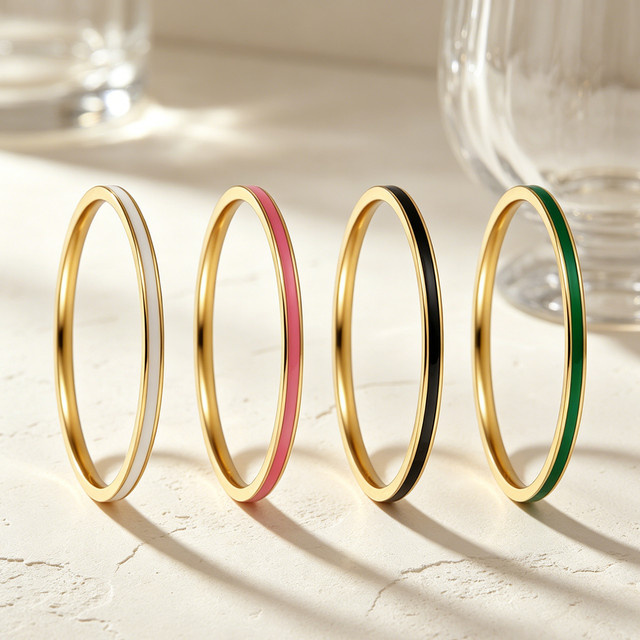 GD&GUANGDU Ring Edelstahl, Tropfen-Emaille, Bunt, Damen - Bild 1