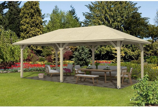 Skan Holz Pavillon Orleans 2 aus unbehandeltem Fichtenholz in Beige, B/T/H: 786 x 439 x 329 cm - Bild 1