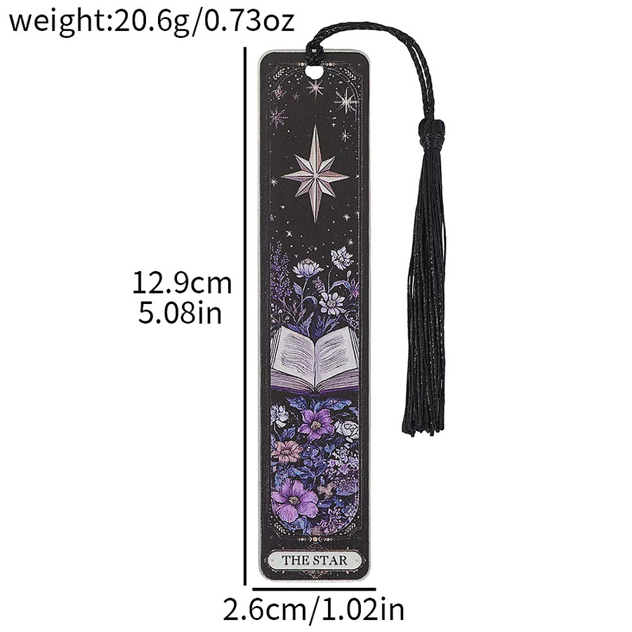 Tarot Sonne Mond Stern Metall-Lesezeichen-Set aus Edelstahl in Schwarz mit Quaste für Bücherliebhaber - Bild 4