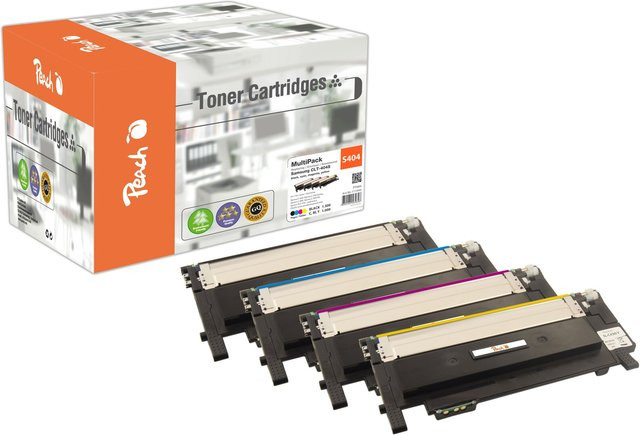 Peach S404 Toner-Set für Samsung CLT-P404C, 4 Farben (Schwarz, Cyan, Magenta, Gelb), wiederaufbereitet - Bild 1
