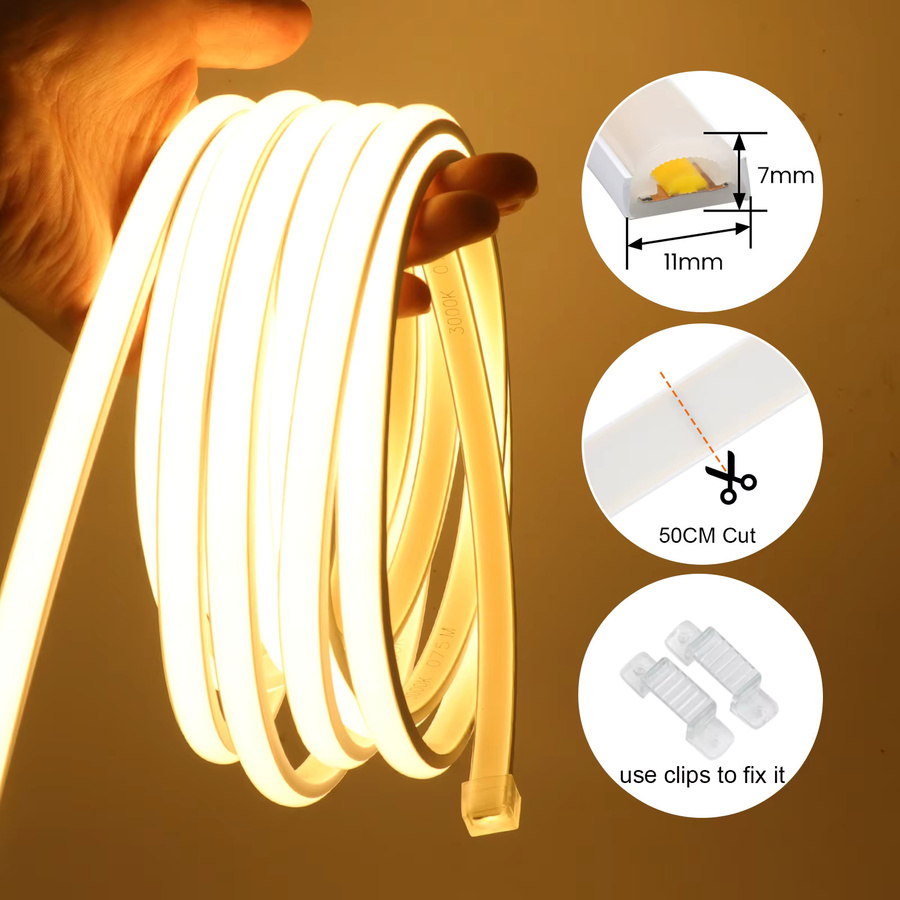 HEGEHE COB Neonstreifen Wasserdichtes Flexibles Dekorationsband mit EU-Stecker Weiß 240V - Bild 2