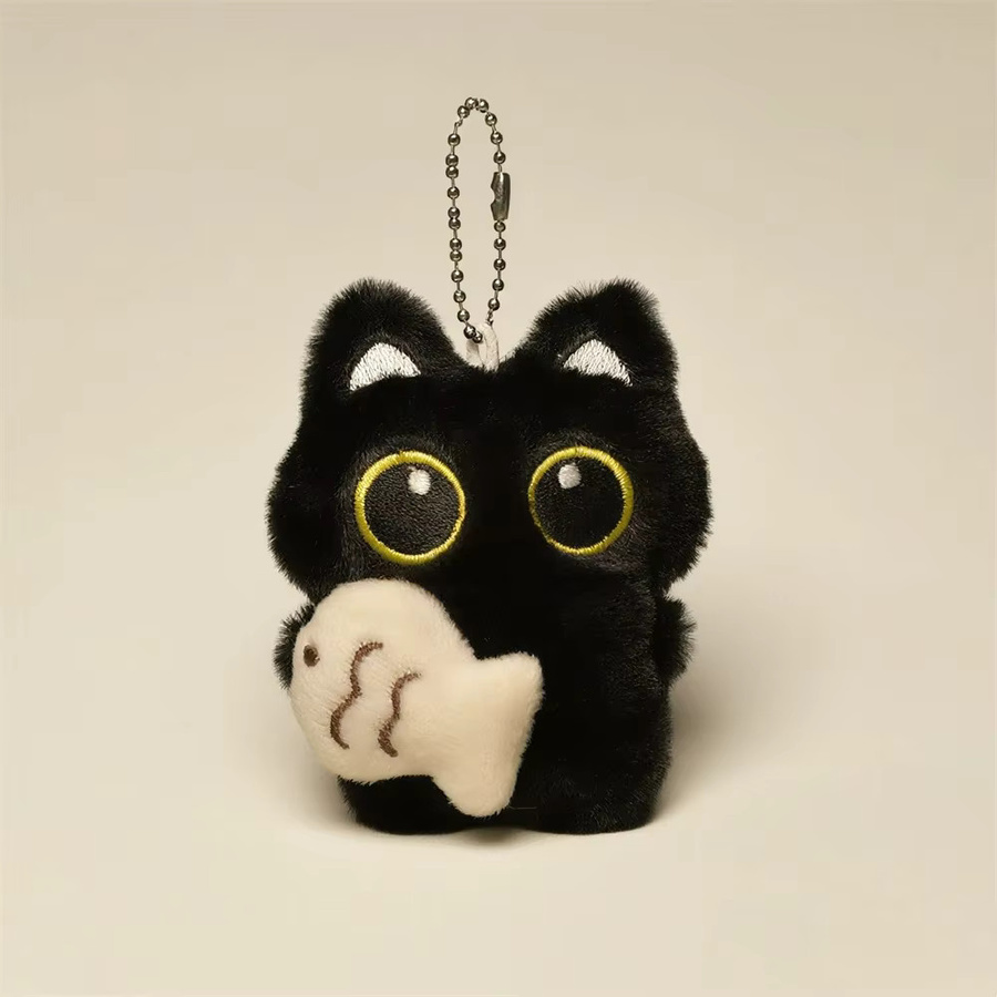 Schlüsselanhänger Plüsch Schwarze Katze, Unisex, Schwarz - Bild 2