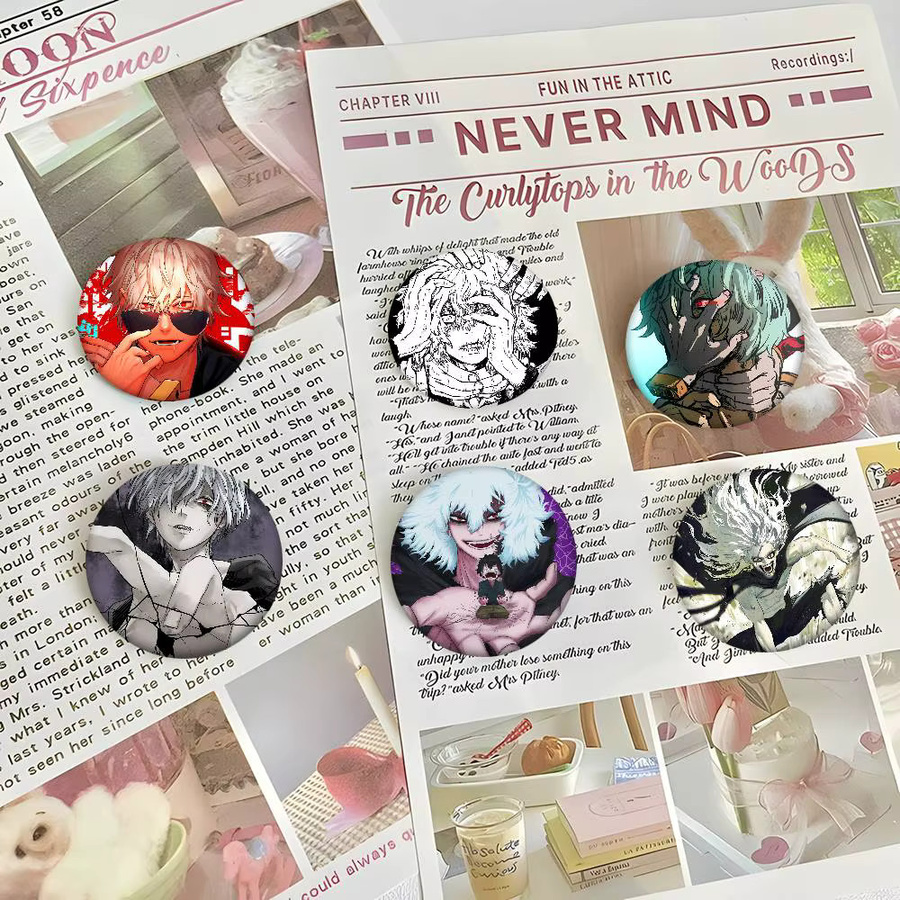 Anime Charakter Tomura Shigaraki Abzeichen, Anstecknadel, Metall, Weiß - Bild 3