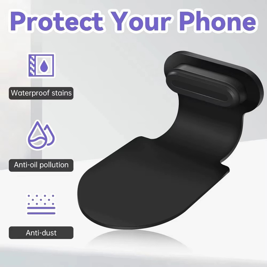 6-teiliges Silikon Anti-Staub-Set für USB Typ-C Anschlüsse in Schwarz zum Schutz vor Schmutz für Apple iPhone und Samsung S22 S21 Ultra - Bild 4