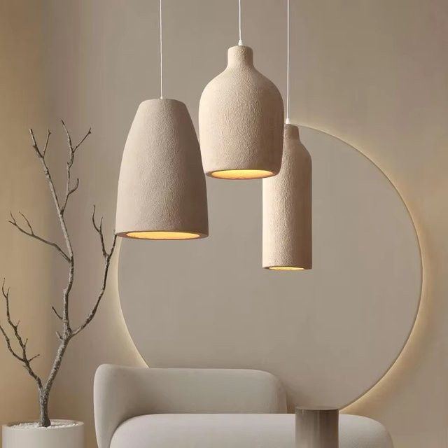 Claeted Pendelleuchte im Wabi-Sabi Design aus Beton in Beige und Grau für Esszimmer und Flur - Bild 1