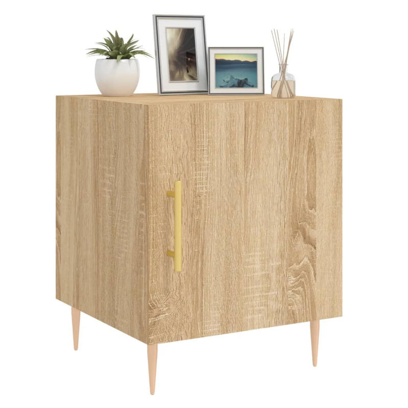 Vidaxl Set 2 Nachttische Modern Skandinavisch in Sonoma-Eiche aus Holzwerkstoff und Metall, B/T/H: 40 x 40 x 50 cm - Bild 4
