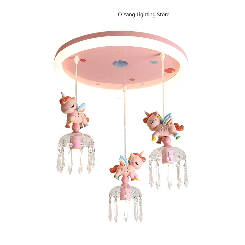 JIANKEXING LED Pendelleuchte Einhorn Design in Rosa und Multicolour für Kinderzimmer und Schlafzimmer - Bild 2
