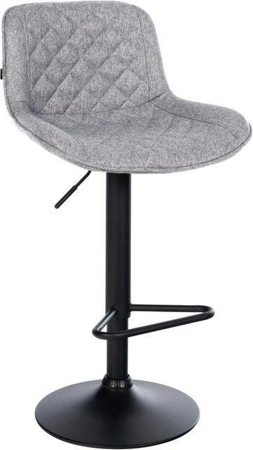 DELUKE Barhocker KUHAR Barstuhl aus Stoff in Grau, höhenverstellbar, drehbar mit Lehne, B/T/H: 50 x 52 x 84 cm - Bild 1