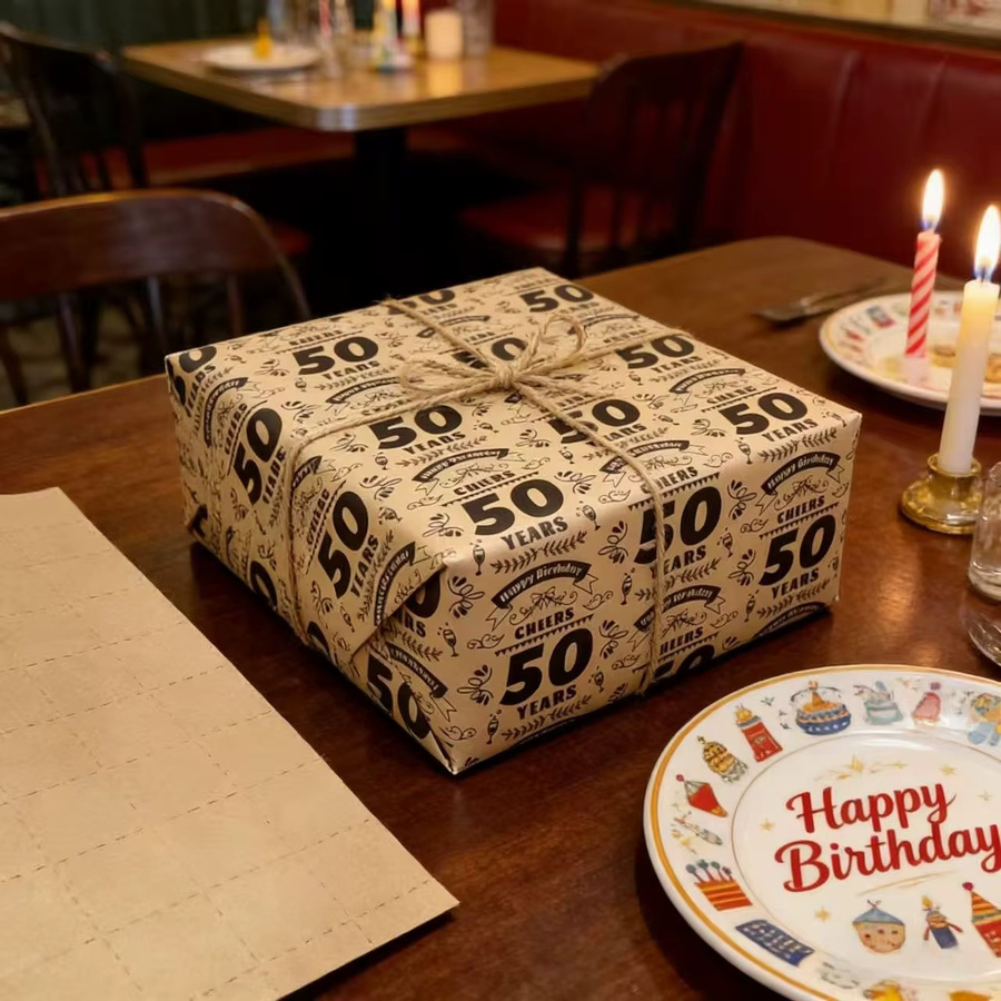 Vintage Kraftpapier zum 50. Geburtstag in Beige - Bild 4