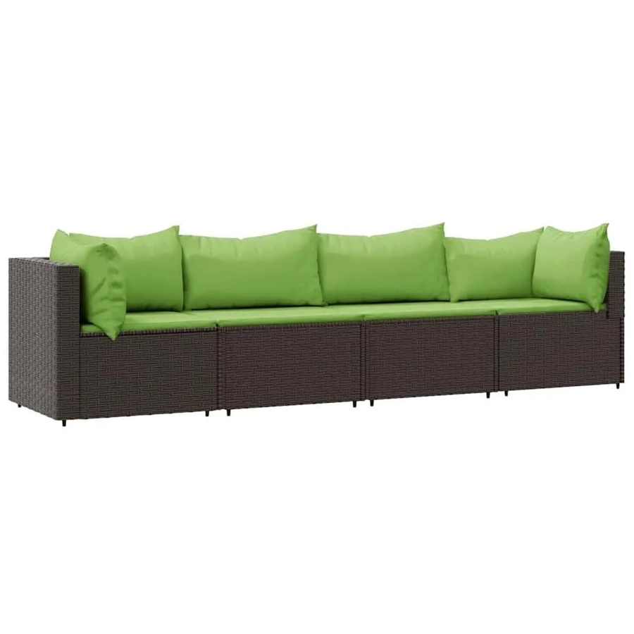 vidaXL 4-teiliges Garten-Lounge-Set in L-Form aus braunem Poly-Rattan mit Kissen und pulverbeschichtetem Stahlgestell - Bild 2