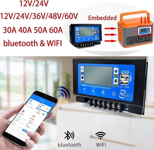Dreamburgh MPPT Solar Laderegler mit Bluetooth und Wifi, 12V 24V 60V, Dual USB und LCD Display - Bild 1