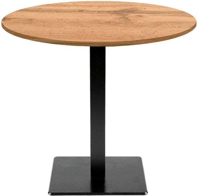 RestooTab Tisch Milan rund mit Eichenplatte und schwarzem Gestell, Höhe: 75 cm, Durchmesser: 70 cm - Bild 1