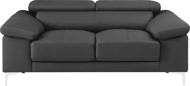 Vente-unique Modernes Leder-Sofa Anthrazitgrau Breite: 176 cm - Bild 1