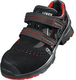 Uvex Sicherheitssandale 1 x-tended support S1P in Schwarz/Rot, Größe 52 - Bild 2