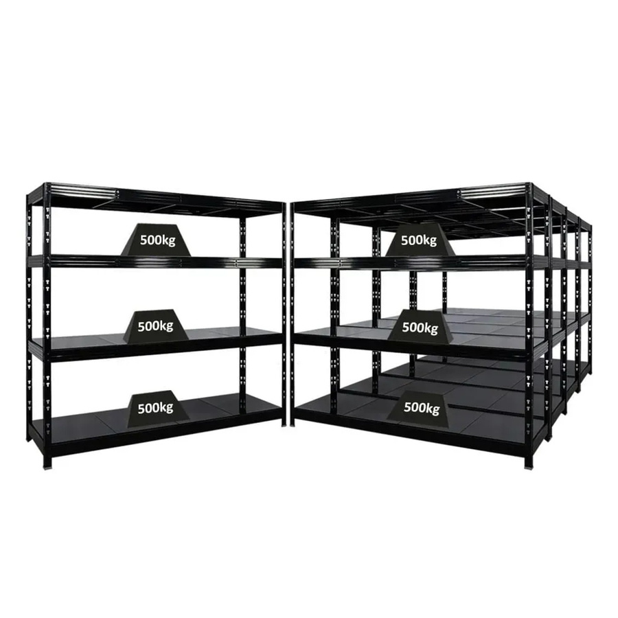 PROREGAL Rhino Profi Schwerlastregal mit 5 verstellbaren Stahlplatten-Ebenen, Schwarz, B/H/T: 200 x 180 x 60 cm - Bild 2