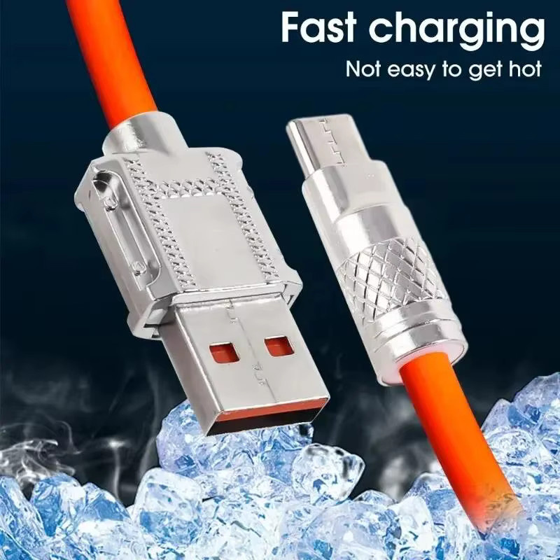 VORILYNEX USB-C Ladekabel aus Flüssigsilikon mit 120W und 6A in Orange - Bild 3