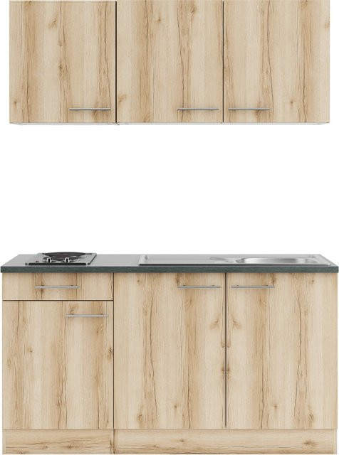 OPTIFIT Livorno290 Miniküche in Wildeiche und Anthrazit, Breite: 150 cm - Bild 1