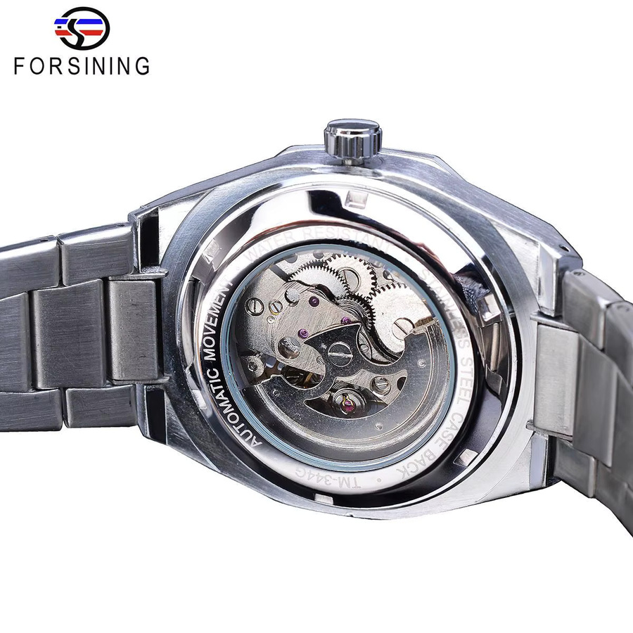 Forsining Armbanduhr, Automatik, Edelstahl, Silber, Diamant, Herren - Bild 2