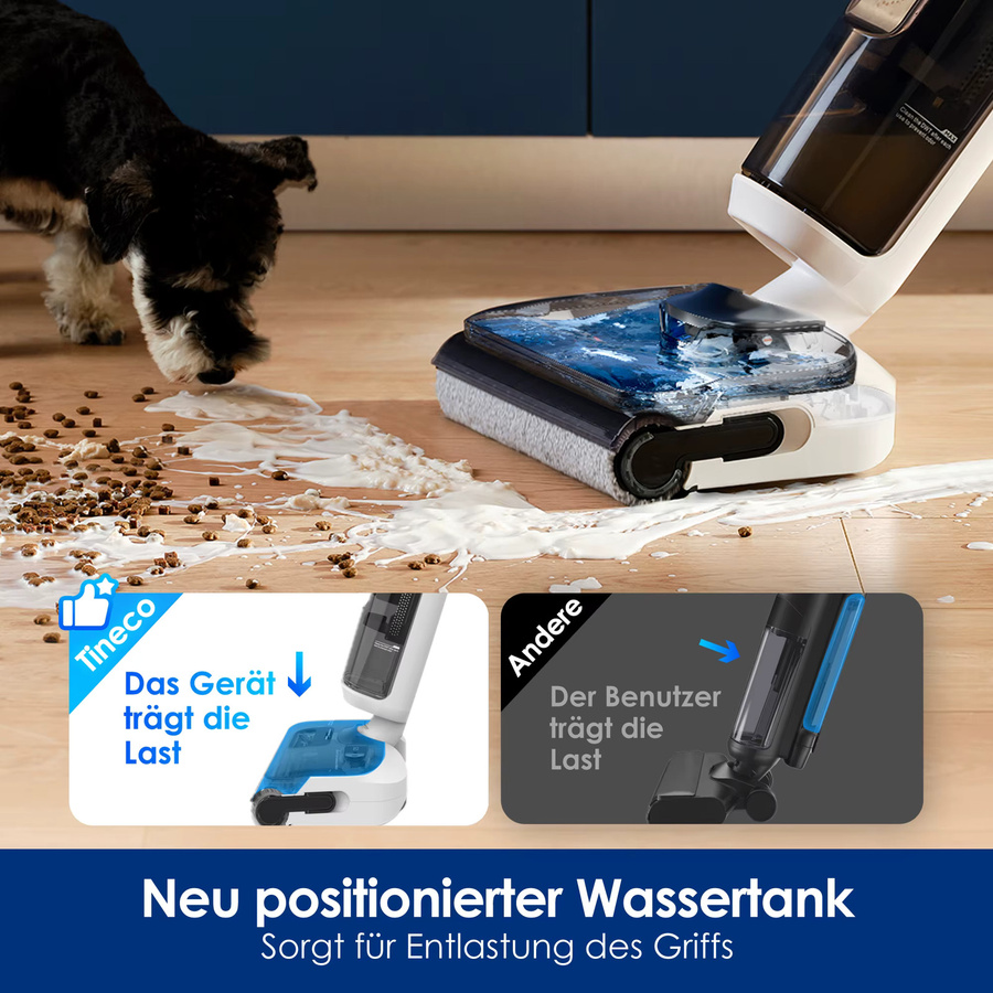 Tineco Floor One Stretch S6 Nass-Trockensauger in Weiß mit 180 Grad Flachdesign, 13 cm Liegehöhe und Selbstreinigung durch 70 Grad FlashDry - Bild 7