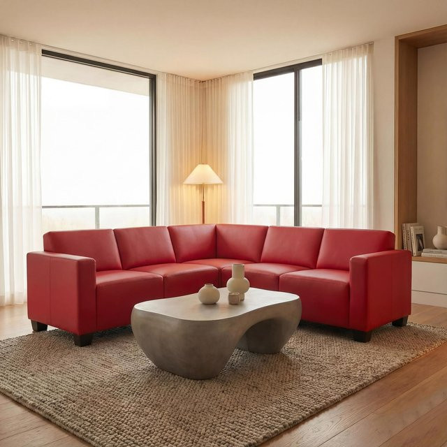 Modular Sofa-System Moncalieri 5 Couch-Garnitur in Rot aus Kunstleder - Bild 1
