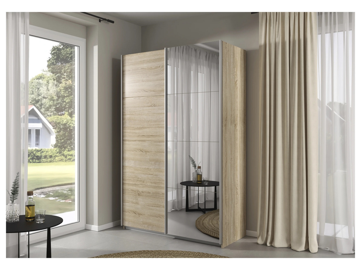 RAUCH Quadra Schwebetürenschrank mit Spiegelelementen in Eiche, B/H: 136 x 210 cm - Bild 2