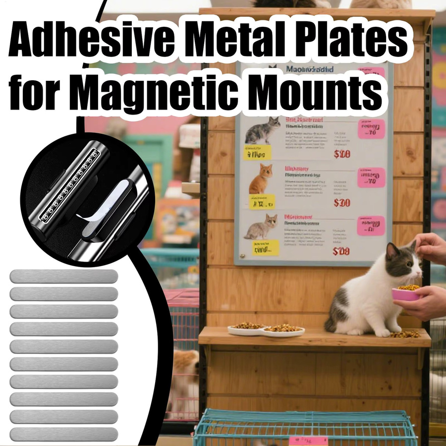 Selbstklebende magnetische Montage-Metallplatte aus Stahl in Silber für Wand, Schreibtisch und Glas - Bild 2