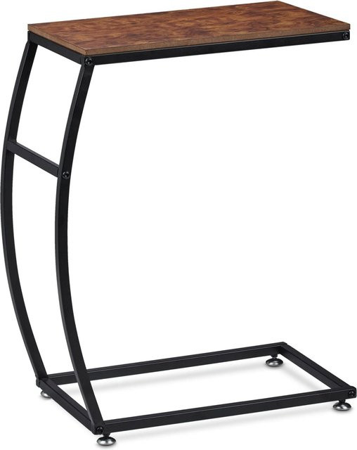 Relaxdays Beistelltisch im Industrie Stil aus MDF und Eisen in Dunkelbraun, B/T/H: 58,5 x 47,5 x 25 cm - Bild 1