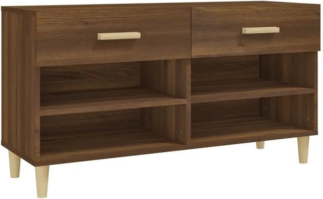 vidaXL Schuhschrank in Eiche Braun aus Holzwerkstoff mit Türen und Schubladen, B/T/H: 102 x 35 x 55 cm - Bild 1