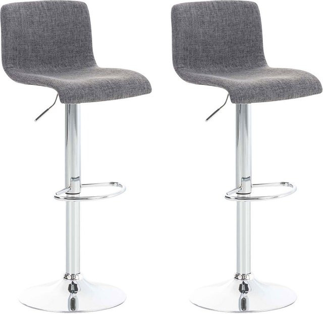CLP 2er Set Barhocker Hover aus Stoff in Grau mit Gaslift und Gestell in Chrom-Optik, höhenverstellbare Barstühle im modernen Design - Bild 1