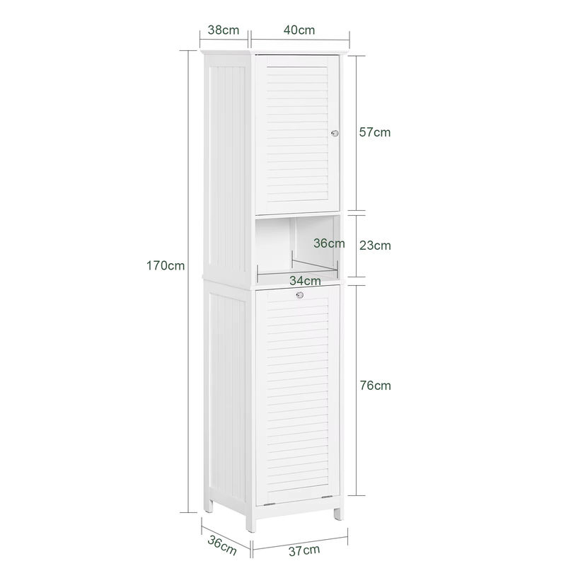 SoBuy Hochschrank für das Badezimmer mit ausklappbarem Wäschesack in Grau, BZR124-DG, H: 170 cm, B: 37 cm, T: 40 cm - Bild 2