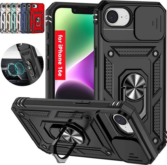 Stoßfeste Schutzhülle für iPhone 16e mit Kamera-Objektivschutz und Slide-Funktion in Schwarz oder Blau - Bild 1