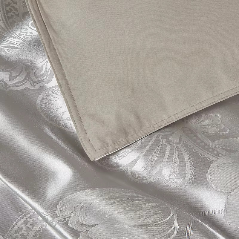 3-teiliges Jacquard-Bettwäsche-Set von xiao qi qi in Silber mit floralem Design, bestehend aus Bettbezug und Kissenbezügen, B/H: 140 x 200 cm - Bild 2