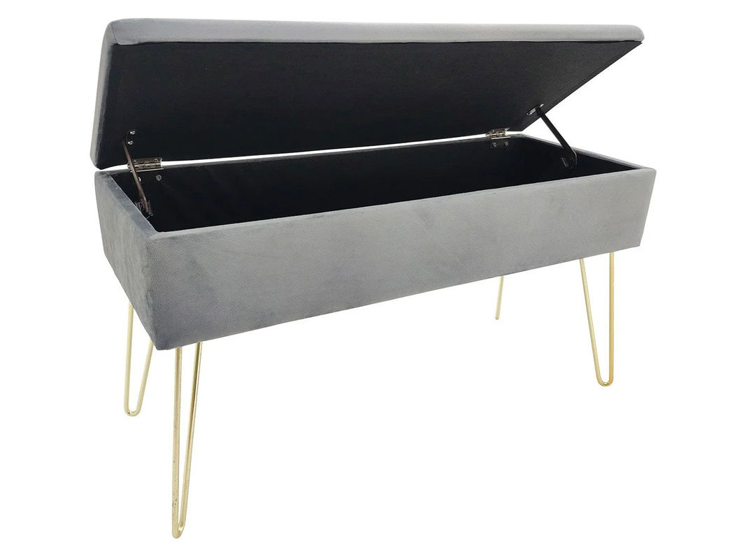 ECHTWERK Sitzbank Scarlett in Grau mit Gold, Samt, B/T/H: 75 x 30 x 41,5 cm - Bild 2