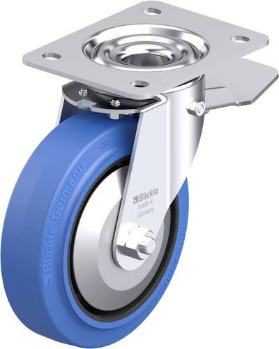 Blickle Stahlblech-Lenkrolle LE-POEV 160KA-ST-SB-FA in Schwarz und Blau mit 160 mm Rad-Durchmesser und 300 kg Tragfähigkeit - Bild 1