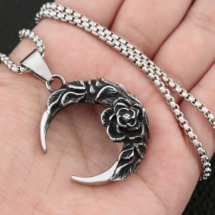 NORTHMAN Anhänger Edelstahl, Mond und Nacht, Vintage, Silber, Unisex - Bild 3