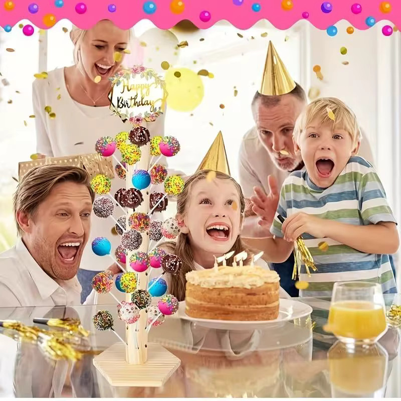 ZQNYCY Kuchen Pop Ständer aus Holz für Dessert-Display bei Hochzeiten, Geburtstagen oder Partys, 2er-Set - Bild 2