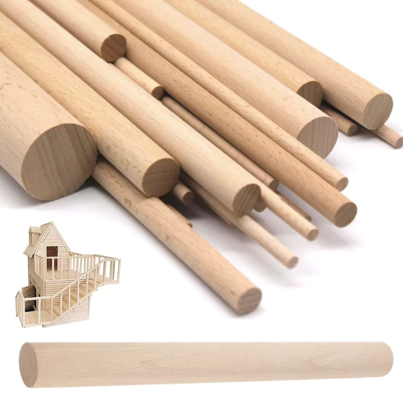 Runde Holzstäbe aus Holz für Modellbau und DIY-Projekte, Durchmesser: 3–12 mm, Länge: 80–300 mm - Bild 2