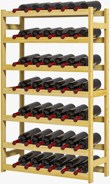 HOMCOM Weinregal aus Kiefernholz in Braun mit 7 Ebenen für 42 Flaschen, Landhaus-Design, B/T/H: 63 x 25 x 102 cm - Bild 1