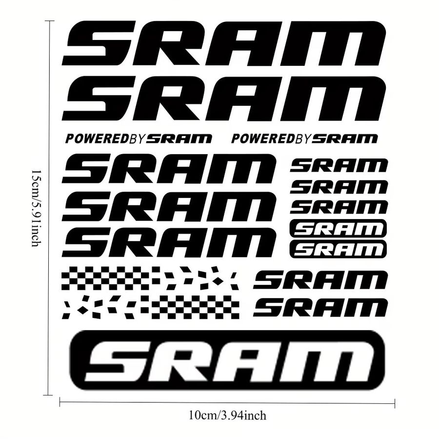 SRAM Cycling Kunstaufkleber für Laptop und Notebook in unregelmäßiger Form - Bild 1