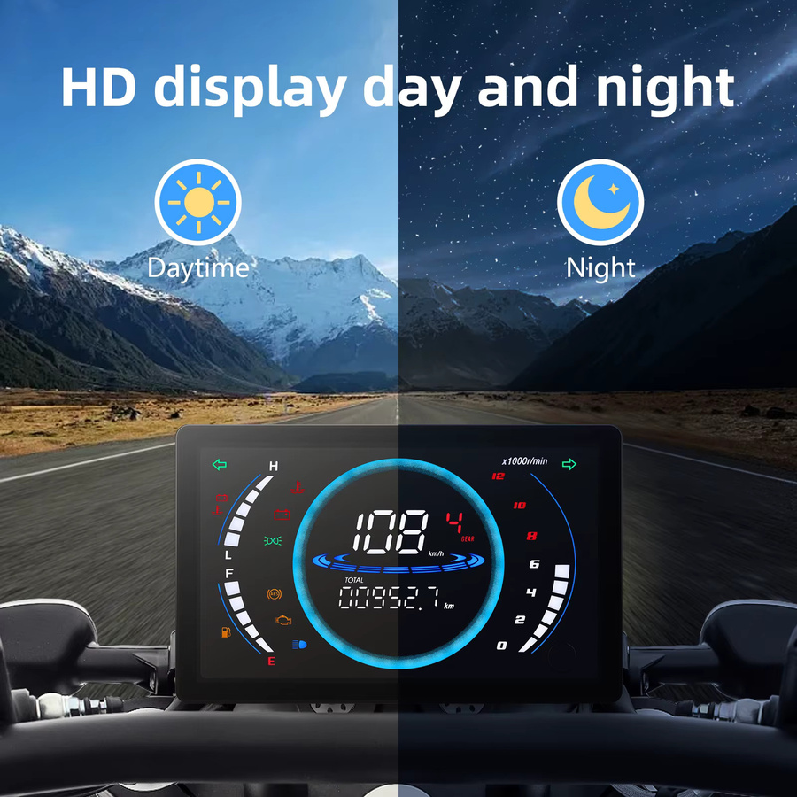MAIMEIMI 12V Universal Digitales Motorrad Tacho Dashboard mit LED, RPM und Temperaturanzeige, Schwarz, für Honda EX5 - Bild 3
